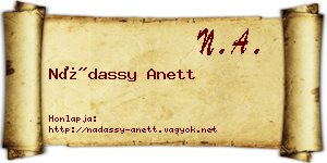 Nádassy Anett névjegykártya